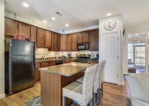 The kitchen of a Millville rental to enjoy takeout from local restaurants in.
